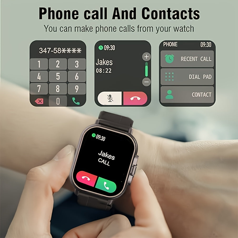 Relógio inteligente LIGE com fones de ouvido, tela quadrada HD, bateria de longa duração de 250 mAh, pulseira de aço inoxidável/silicone, chamadas sem fio e controle de música, pulseira inteligente para esportes ao ar l