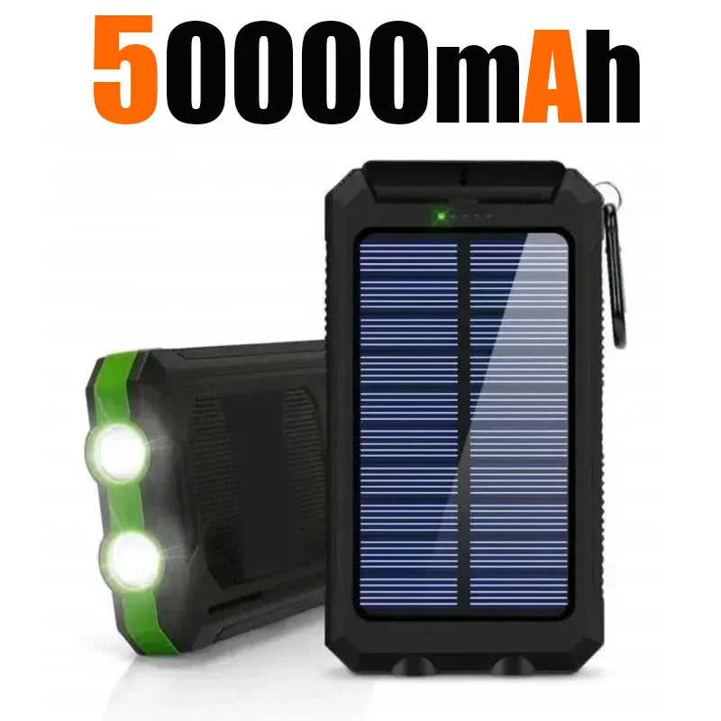 Carregador solar externo à prova d'água de 200.000 mAh com duas portas USB para viagem e uso externo, carregador de celular solar
