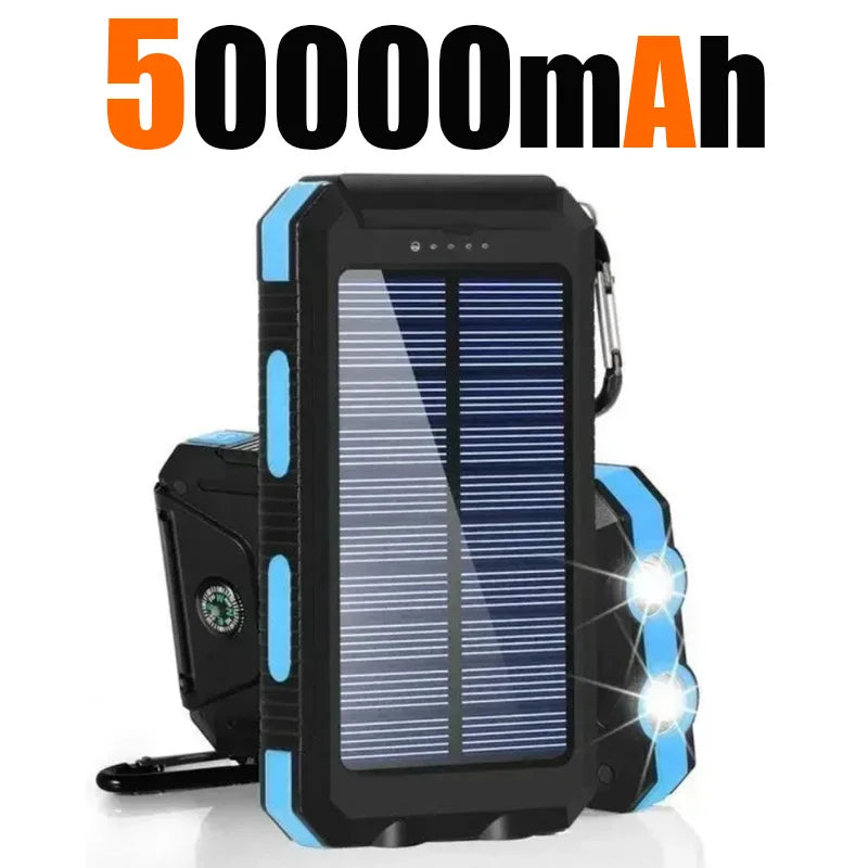 Carregador solar externo à prova d'água de 200.000 mAh com duas portas USB para viagem e uso externo, carregador de celular solar