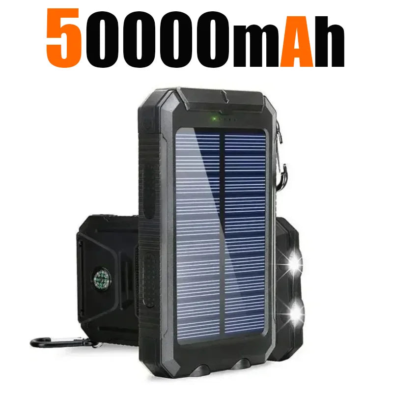 Carregador solar externo à prova d'água de 200.000 mAh com duas portas USB para viagem e uso externo, carregador de celular solar