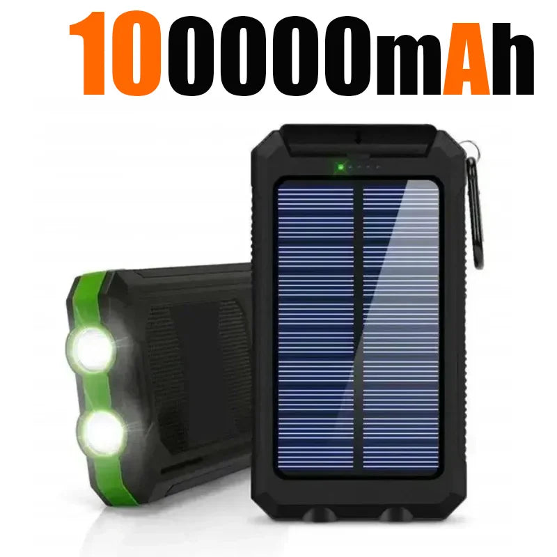 Carregador solar externo à prova d'água de 200.000 mAh com duas portas USB para viagem e uso externo, carregador de celular solar