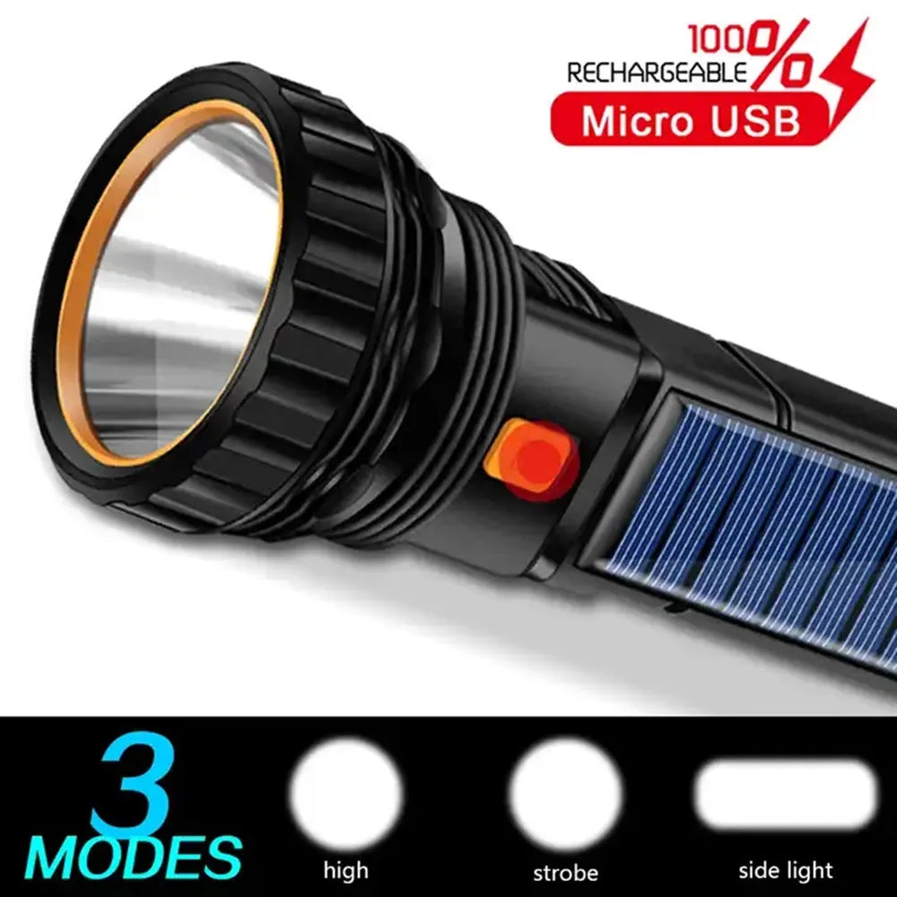 Lanterna solar LED multifuncional Lanterna externa de longo alcance Lanterna de emergência Banco de energia Lanterna solar LED