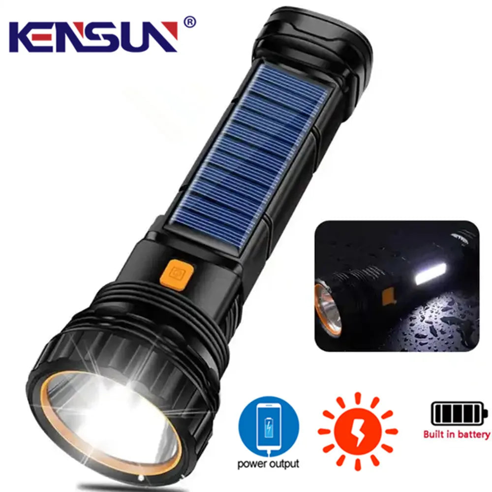 Lanterna solar LED multifuncional Lanterna externa de longo alcance Lanterna de emergência Banco de energia Lanterna solar LED