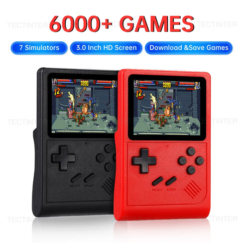 GB300 Player de jogos portátil com tela de 3,0 polegadas, console de videogame com saída AV, console de jogos retrô com 8G integrado, mais de 6.000 jogos